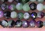 CTG1315 15.5 inches 3mm faceted round ruby zoisite beads