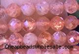 CTG1319 15.5 inches 4mm faceted round golden sunstone beads