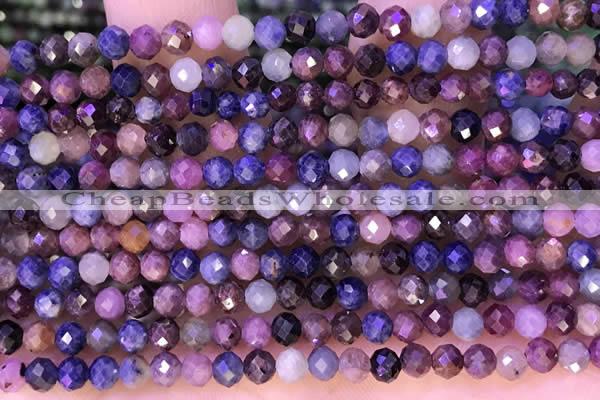 CTG1337 15.5 inches 4mm faceted round ruby & sapphire beads