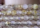 CTG1360 15.5 inches 2mm faceted round golden rutilated quartz beads