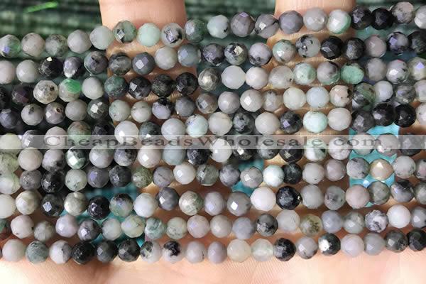 CTG1388 15.5 inches 4mm faceted round tiny emerald beads