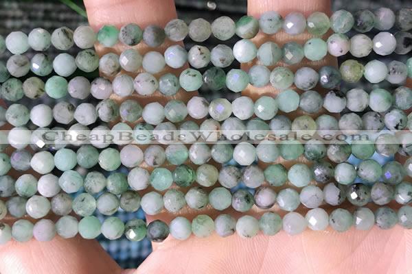 CTG1390 15.5 inches 4mm faceted round tiny emerald beads