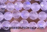 CTG1394 15.5 inches 4mm faceted round tiny white moonstone beads