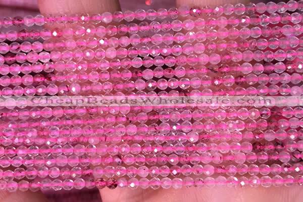 CTG1406 15.5 inches 2mm faceted round strawberry quartz beads