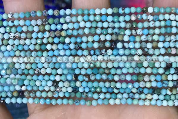 CTG1424 15.5 inches 2mm faceted round turquoise beads wholesale