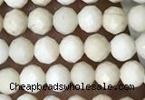 CTG1516 15.5 inches 3mm faceted round white fossil jasper beads