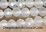 CTG1552 15.5 inches 4mm faceted round white agate beads wholesale