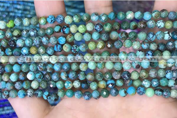 CTG1561 15.5 inches 4mm faceted round turquoise beads wholesale