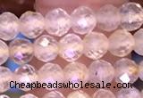 CTG1628 15.5 inches 4mm faceted round tiny golden rutilated quartz beads