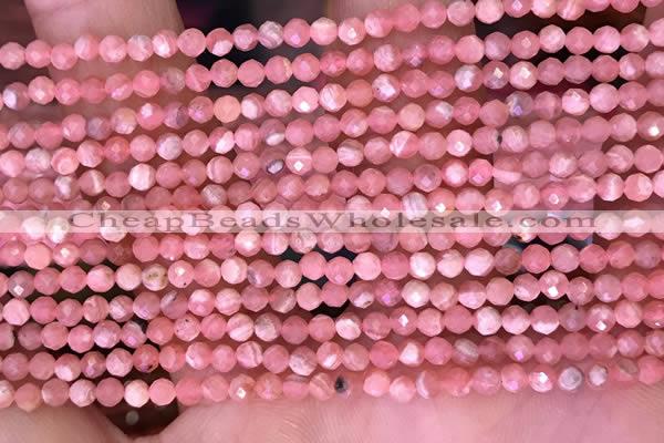 CTG1633 15.5 inches 3mm faceted round tiny rhodochrosite beads