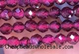 CTG1652 15.5 inches 3mm faceted round tiny red garnet beads