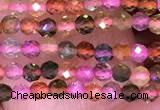 CTG1657 15.5 inches 2mm faceted round tiny tourmaline beads