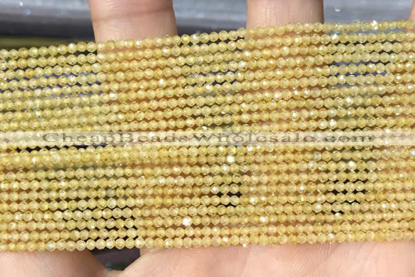 CTG2103 15 inches 2mm faceted round tiny quartz glass beads