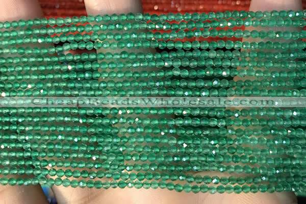 CTG2122 15 inches 2mm,3mm faceted round green agate gemstone beads