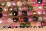 CTG2140 15 inches 2mm,3mm & 4mm faceted round natural tourmaline beads