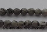 CTG215 15.5 inches 3mm faceted round tiny grey picture jasper beads