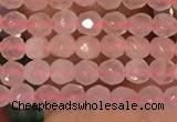 CTG2202 15 inches 2mm,3mm & 4mm faceted round rose quartz beads