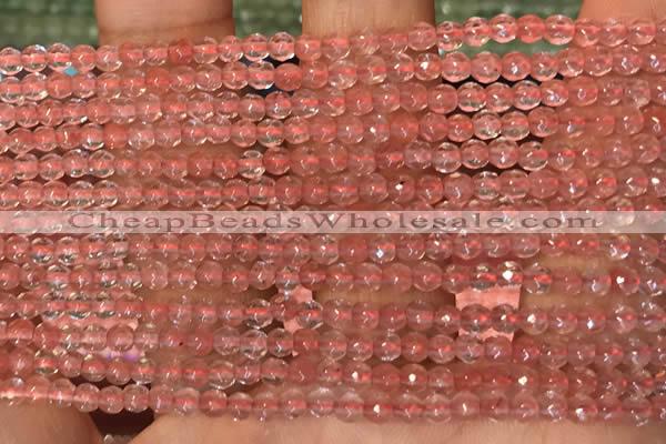 CTG2204 15 inches 2mm,3mm faceted round cherry quartz beads