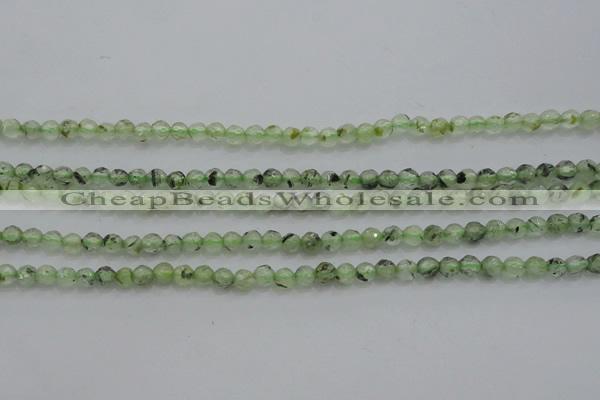 CTG224 15.5 inches 3mm faceted round tiny green rutilated quartz beads