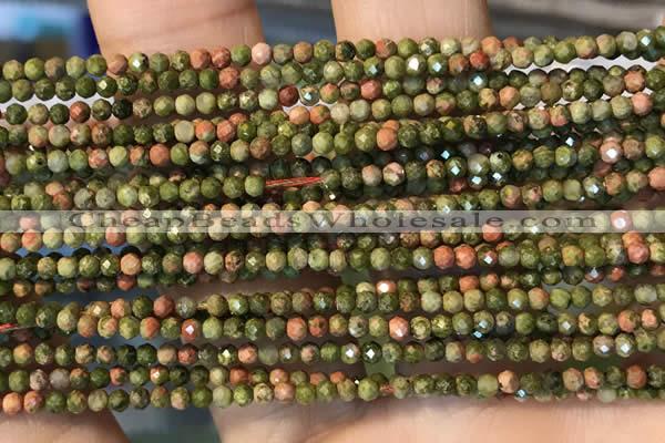 CTG2252 15 inches 2mm faceted round unakite gemstone beads