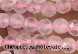 CTG2500 15.5 inches 4mm faceted round rose quartz beads