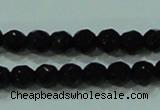 CTG30 15.5 inches 3mm faceted round black agate beads wholesale