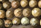 CTG3548 15.5 inches 4mm faceted round wooden jasper beads