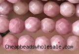 CTG3553 15.5 inches 4mm faceted round pink wooden jasper beads