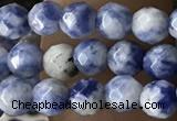 CTG3572 15.5 inches 4mm faceted round blue spot stone beads