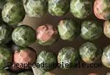 CTG3579 15.5 inches 4mm faceted round unakite beads wholesale