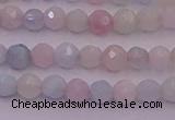 CTG505 15.5 inches 4mm faceted round tiny morganite beads