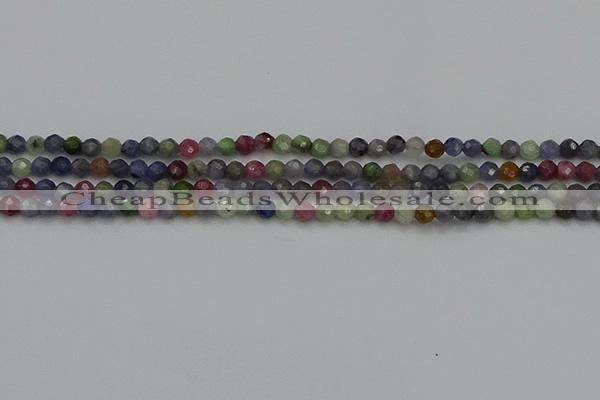 CTG552 15.5 inches 4mm faceted round tiny mixed gemstone beads