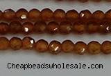 CTG554 15.5 inches 4mm faceted round tiny orange garnet beads