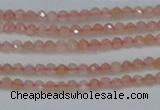 CTG606 15.5 inches 2mm faceted round peach moonstone beads