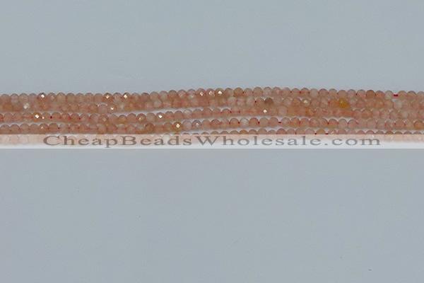 CTG607 15.5 inches 3mm faceted round peach moonstone beads