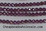 CTG619 15.5 inches 2mm faceted round Indian purple garnet beads