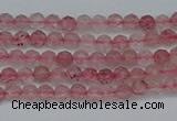 CTG625 15.5 inches 2mm faceted round strawberry quartz beads