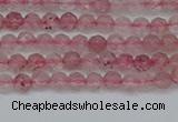 CTG626 15.5 inches 3mm faceted round strawberry quartz beads