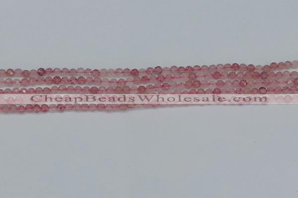 CTG626 15.5 inches 3mm faceted round strawberry quartz beads