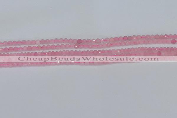 CTG636 15.5 inches 3mm faceted round Madagascar rose quartz beads