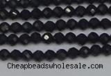 CTG644 15.5 inches 3mm faceted round black tourmaline beads