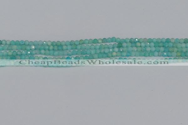 CTG648 15.5 inches 3mm faceted round Peru amazonite beads