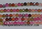 CTG651 15.5 inches 2mm faceted round tourmaline gemstone beads