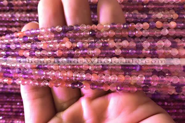 CTG741 15.5 inches 3mm faceted round tiny mixed quartz beads