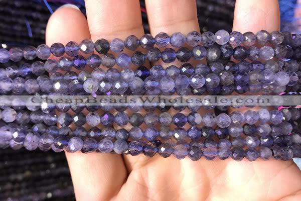 CTG756 15.5 inches 5mm faceted round tiny iolite gemstone beads