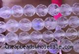 CTG835 15.5 inches 4mm faceted round tiny white moonstone beads