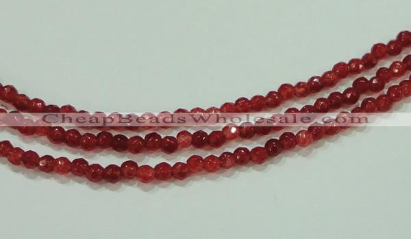 CTG85 15.5 inches 3mm faceted round tiny dyed white jade beads wholesale