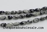 CTJ04 16 inches 4*7mm rice black water jasper beads wholesale