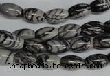 CTJ38 15.5 inches 8*12mm rice black water jasper beads wholesale