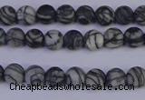 CTJ400 15.5 inches 4mm round matte black water jasper beads